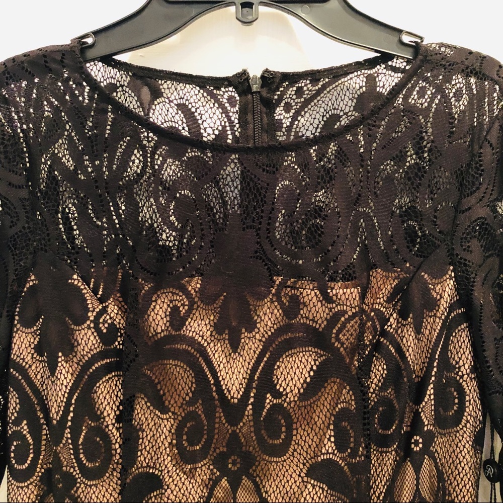 Adrianna Papell Black Lace Sleeve Dress NWT 4P 12 - Picture 4 of 8